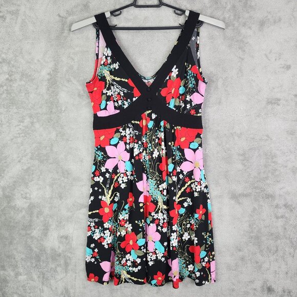 Women's Suzie In The City Floral Dress Sleeveless V Neck Tie Back Multicolor M - Picture 2 of 9